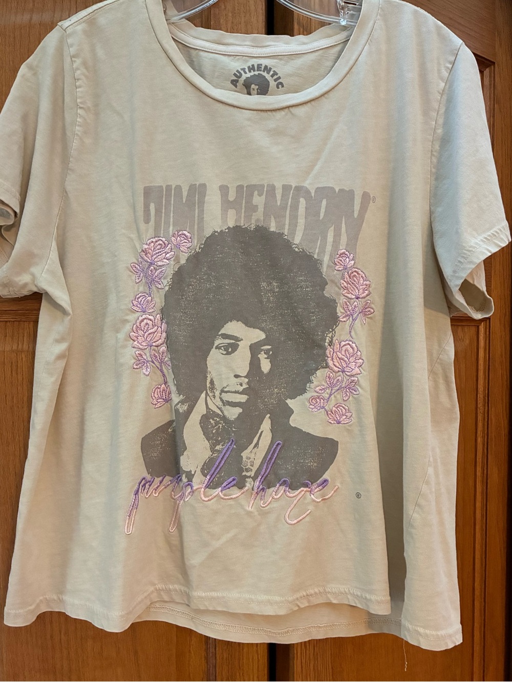 Lucky Brand Tan Short Sleeve Jimi Hendrix Graphic Tee with Purple Accents
